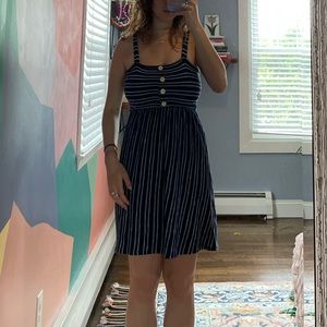 Navy and white striped beach dress